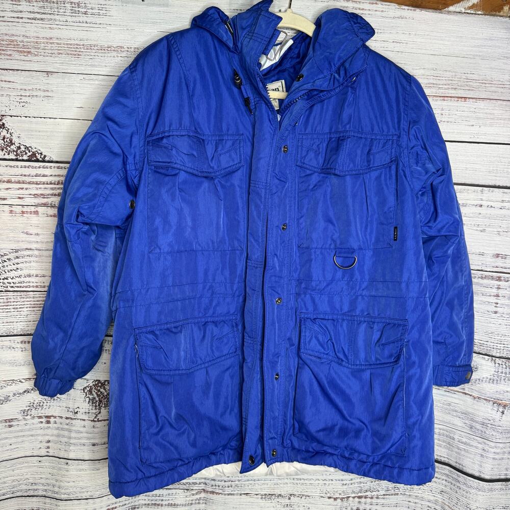 L.L. Bean Women’s Petite Medium Blue Hooded Outdoor Utility Jacket